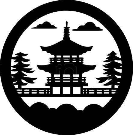 Japón - icono aislado en blanco y negro - ilustración vectorial