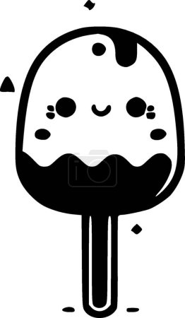 Illustration for Kawaii - black and white isolated icon - vector illustration - Royalty Free Image