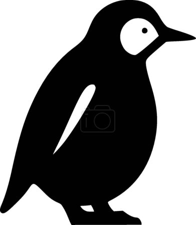Pingüino - icono aislado en blanco y negro - ilustración vectorial