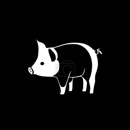 Pig - black and white vector illustration