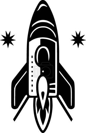 Illustration for Rocket - black and white vector illustration - Royalty Free Image