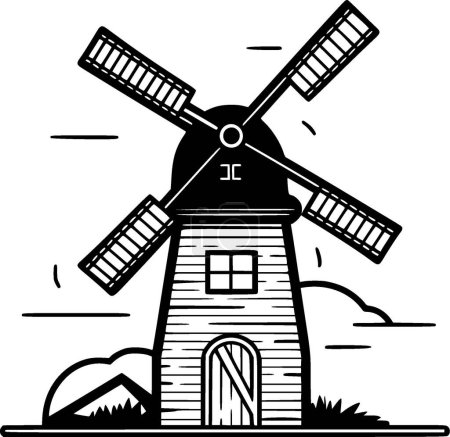 Windmühle - minimalistische und einfache Silhouette - Vektorillustration