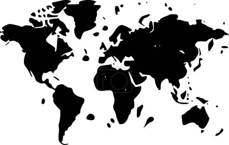 Téléchargez les illustrations : Carte du monde - logo vectoriel de haute qualité - illustration vectorielle idéale pour le graphique de t-shirt - en licence libre de droit