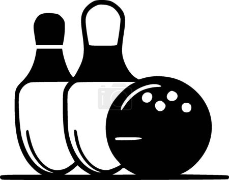 Bowling - black and white vector illustration