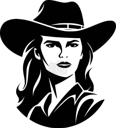 Cowgirl - minimalist and simple silhouette - vector illustration