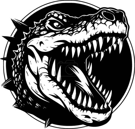 Crocodile - illustration vectorielle en noir et blanc