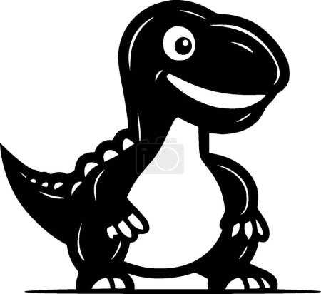 Dino - icône isolée en noir et blanc - illustration vectorielle