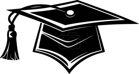 Téléchargez les illustrations : Graduation - icône isolée en noir et blanc - illustration vectorielle - en licence libre de droit