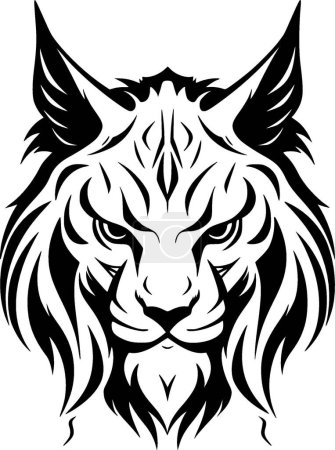 Téléchargez les illustrations : Lynx - icône isolée en noir et blanc - illustration vectorielle - en licence libre de droit