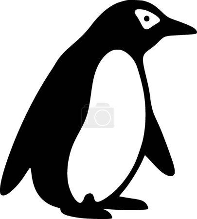 Pinguin - schwarz-weißes Icon - Vektorillustration