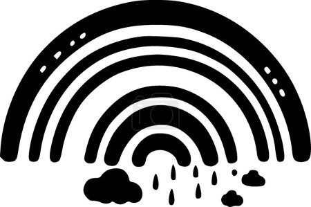Arcs-en-ciel - icône isolée en noir et blanc - illustration vectorielle