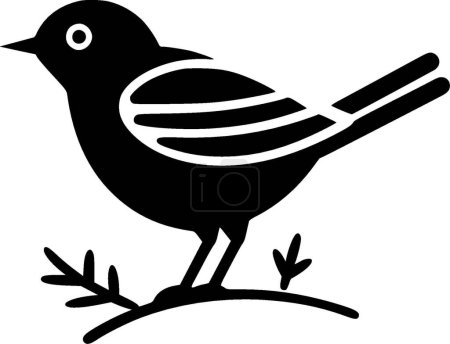 Robin bird - black and white vector illustration