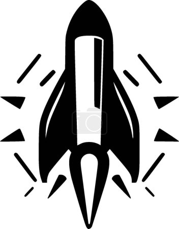 Rakete - Isoliertes schwarz-weißes Symbol - Vektorillustration