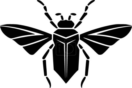 Beetle - schwarz-weiße Vektorabbildung