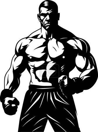 Boxer - icono aislado en blanco y negro - ilustración vectorial