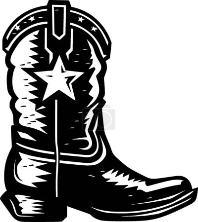 Cowboy boot - black and white isolated icon - vector illustration