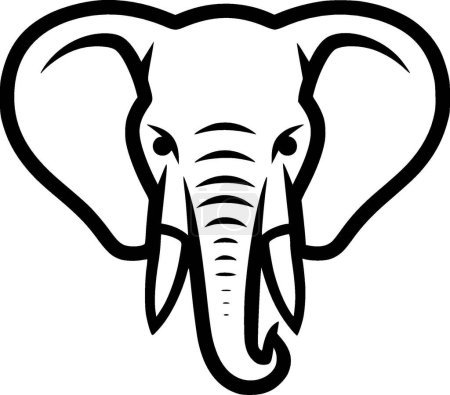 Elefant - schwarz-weißes Icon - Vektorillustration