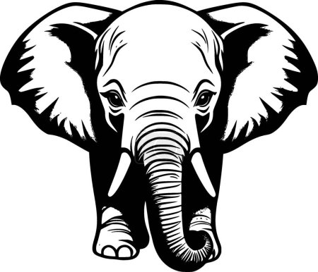 Illustration for Elephant baby - black and white isolated icon - vector illustration - Royalty Free Image