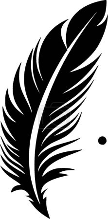Plume - icône isolée en noir et blanc - illustration vectorielle