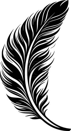 Feather - black and white vector illustration