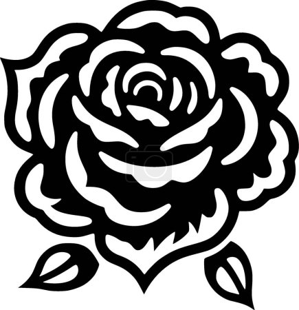 Illustration for Flower - black and white isolated icon - vector illustration - Royalty Free Image