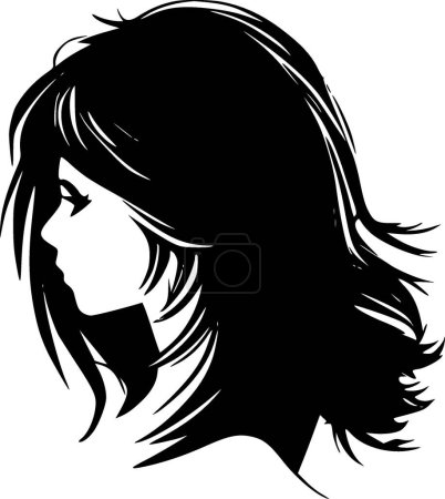 Illustration for Hair - black and white isolated icon - vector illustration - Royalty Free Image