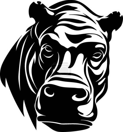 Téléchargez les illustrations : Hippopotame - illustration vectorielle en noir et blanc - en licence libre de droit
