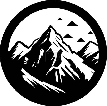 Montagne - illustration vectorielle en noir et blanc