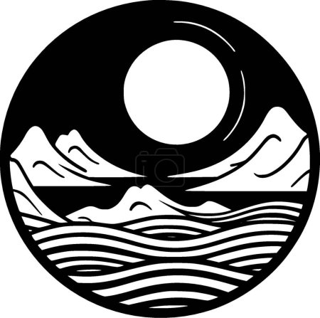 Ocean - minimalist and flat logo - vector illustration