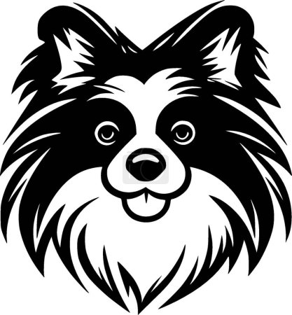 Illustration for Pomeranian - black and white isolated icon - vector illustration - Royalty Free Image