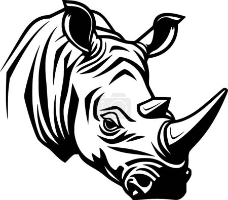 Rinoceronte - ilustración vectorial en blanco y negro