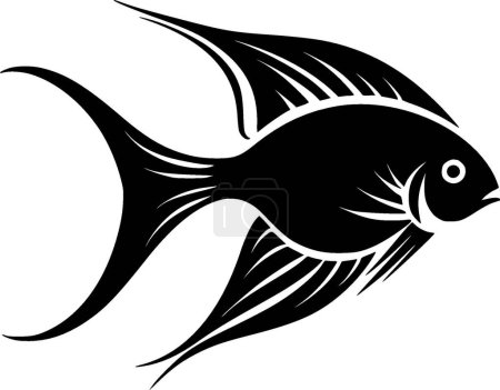 Illustration for Angelfish - black and white isolated icon - vector illustration - Royalty Free Image
