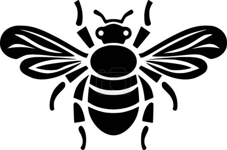 Bee - black and white vector illustration