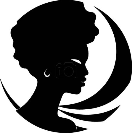 Illustration for Black woman - black and white isolated icon - vector illustration - Royalty Free Image