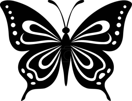 Téléchargez les illustrations : Papillon - icône isolée en noir et blanc - illustration vectorielle - en licence libre de droit