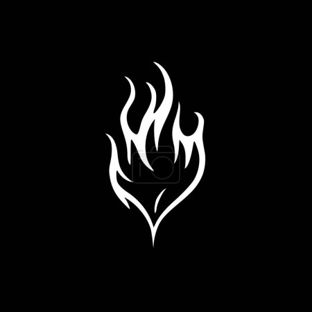 Fire - black and white vector illustration