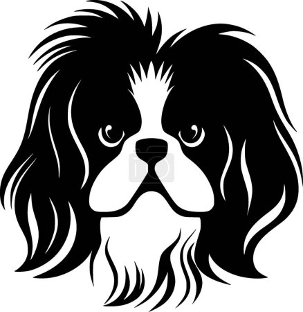 Japanese chin - black and white vector illustration