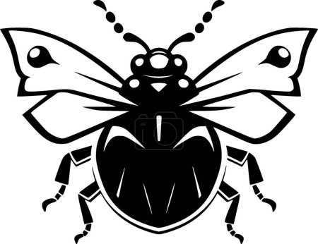 Coccinelle icône isolée en noir et blanc illustration vectorielle