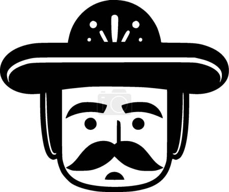 Mexican - black and white vector illustration