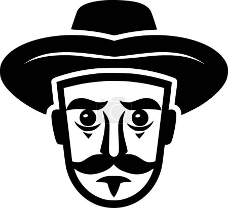 Mexico - black and white vector illustration