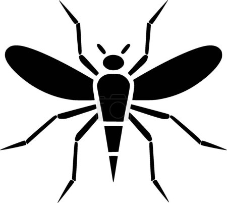 Mosquito - icono aislado en blanco y negro - ilustración vectorial