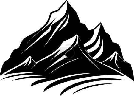 Montañas - ilustración vectorial en blanco y negro