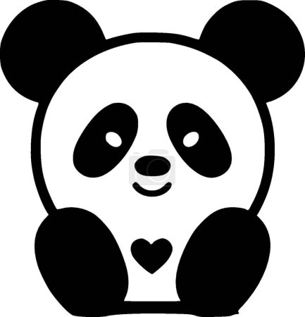 Panda - ilustración vectorial en blanco y negro