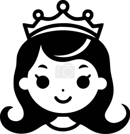 Princesa - ilustración vectorial en blanco y negro