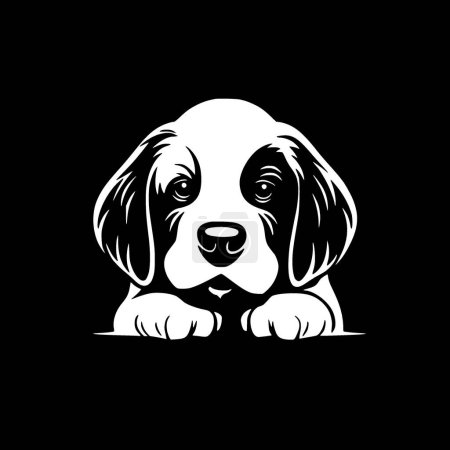 Puppy - black and white isolated icon - vector illustration