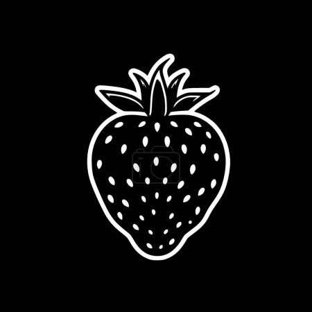 Strawberry - black and white vector illustration
