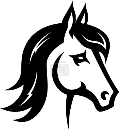 Unicorn - black and white vector illustration