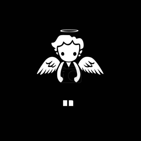 Ángel - icono aislado en blanco y negro - ilustración vectorial