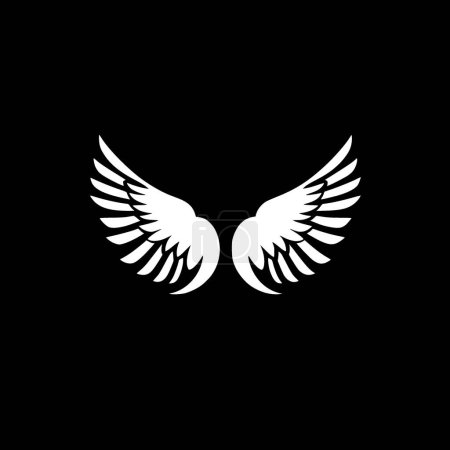Alas de ángel - icono aislado en blanco y negro - ilustración vectorial