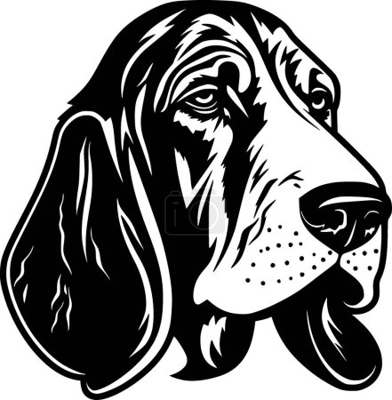 Basset hound - black and white isolated icon - vector illustration
